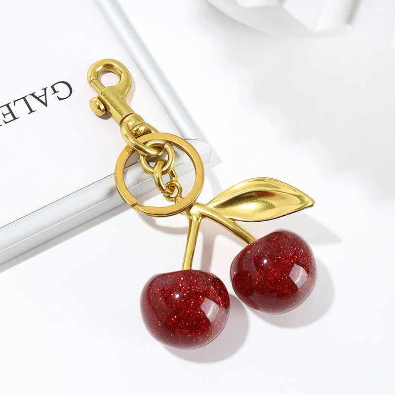Cute Cherry Design Keychain, Fashionable Alloy Keychain for Women & Girls, Trendy All-match & Exquisite Keychain for Birthday Gift