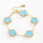Flower Shape Bracelet Multi Colored With Shiny Cubic Zircon Adjustable Chain Sweet Style Personality Simple Design Jewelry.