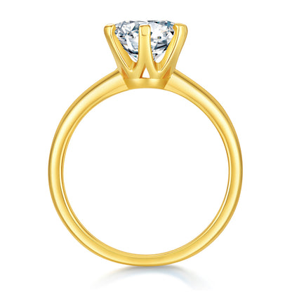 S925 Silver Six-Claw Ring for Women Light Luxury Moissanite Ring