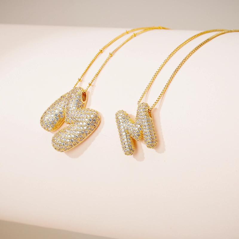 2 Pack Initial Necklace for Women & Girls, 14K Gold Plated Balloon Letter Pendant Necklace, Christmas Jewelry Gifts for Women Girls