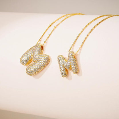 2 Pack Initial Necklace for Women & Girls, 14K Gold Plated Balloon Letter Pendant Necklace, Christmas Jewelry Gifts for Women Girls