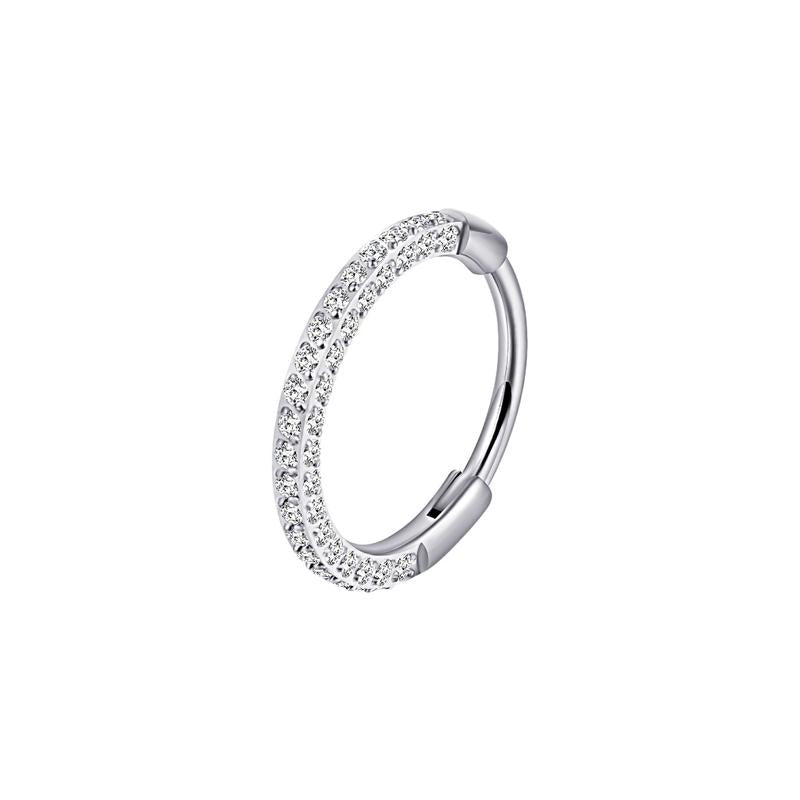 Titanium Triple Sided Micro Gem Hinged Nose Hoop Beauty Mark Jewelry