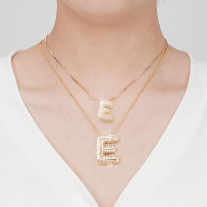 2 Pack Initial Necklace for Women & Girls, 14K Gold Plated Balloon Letter Pendant Necklace, Christmas Jewelry Gifts for Women Girls