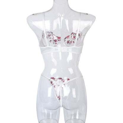 New Arrival - Sexy Sheer Women's Lingerie Set with Flower Embroidery, Elastic Design, Perfect for Romance