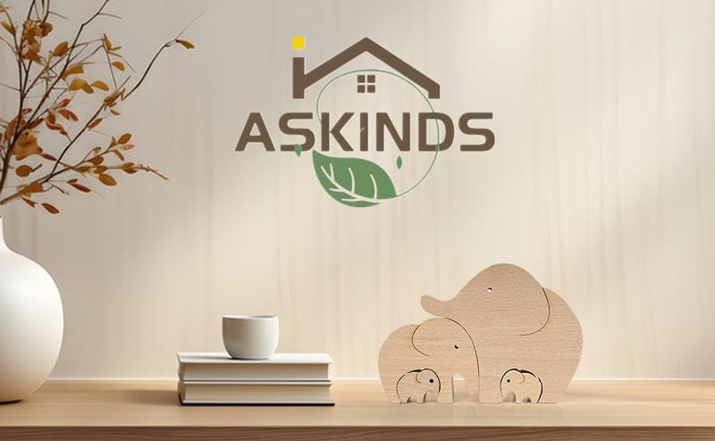 ASkinds 1Set Wooden Elephant Family Ornament Desktop Elephant Mother Child Decoration Elephants Collectible Figurines for Home Office Bedroom Living Room