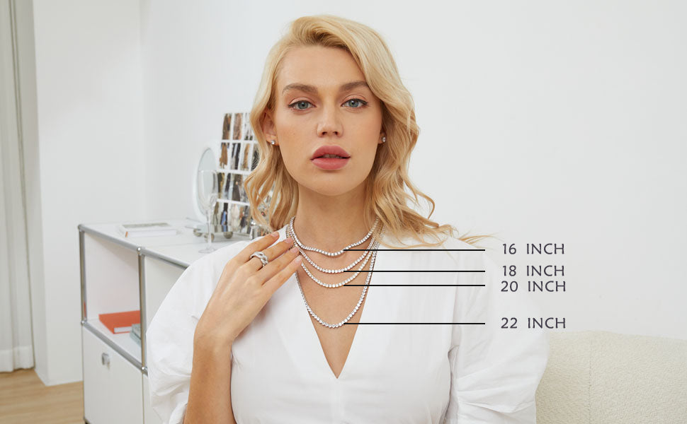 18K White/Yellow Gold Plated 3.0mm Round Cubic Zirconia Classic Tennis Necklace For Women 16-24 Inches