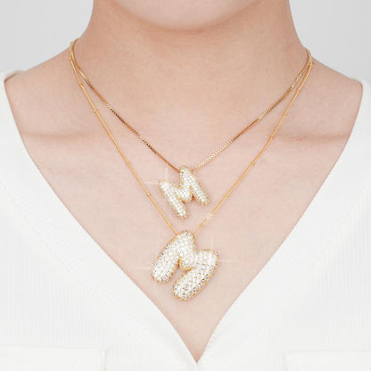 2 Pack Initial Necklace for Women & Girls, 14K Gold Plated Balloon Letter Pendant Necklace, Christmas Jewelry Gifts for Women Girls