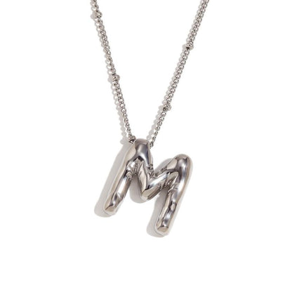 Letter Necklace Balloon Initial Necklaces for Women Girls Dainty Alphabet Pendant   Puffy Name Personalized Jewelry Gift Fashion Personality Jewelry For Girls Plated Gold Bubble Letter Necklace