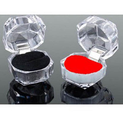 Flip Transparent Crystal Box Small Octagonal Rings Ear Studs Packing Box Acrylic Jewelry Accessories Jewellery Storage Box