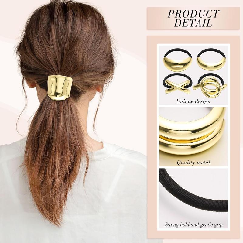 6 PCS Metal Hair Ties, Gold Hair Cuffs Ponytail Cuff Hair Elastic Gold Hair Accessories for Women the original paige poster advent  calendars