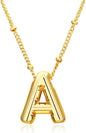 Christmas gifts&specials 18k Bubble Letter Necklace Gold for Women, Rhinestone Bubble Balloon Initial Necklace for Her, Charm Puff Letter Name Pendant Chunky Alphabet necklace
