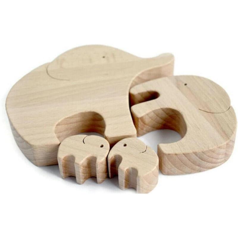 ASkinds 1Set Wooden Elephant Family Ornament Desktop Elephant Mother Child Decoration Elephants Collectible Figurines for Home Office Bedroom Living Room