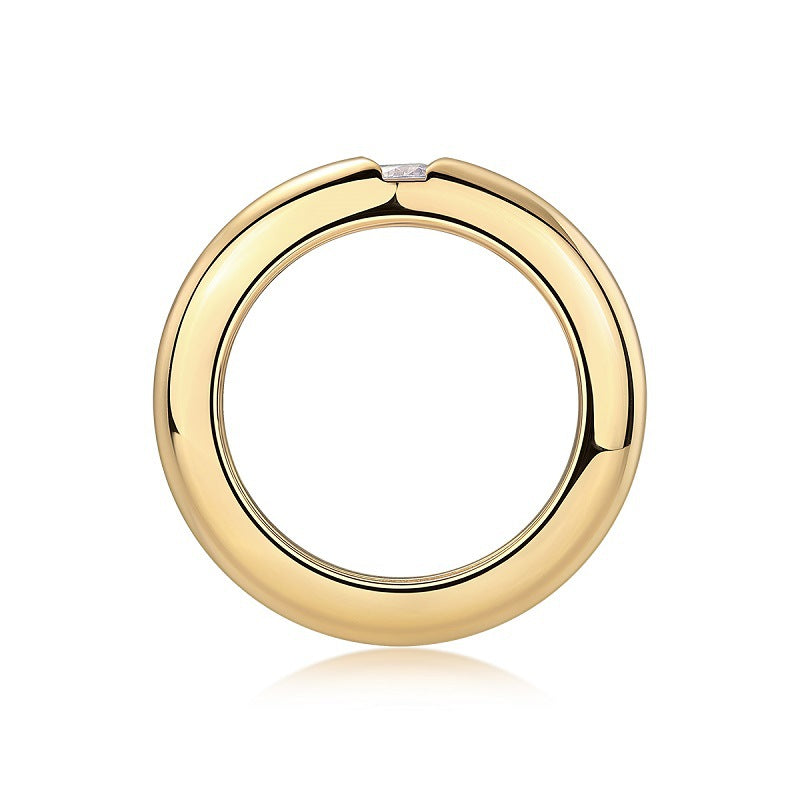 Trendy Gold High-End S925 Silver Ring for Women Non-Fading New Style Fashionable Moissanite Ring Ins Style