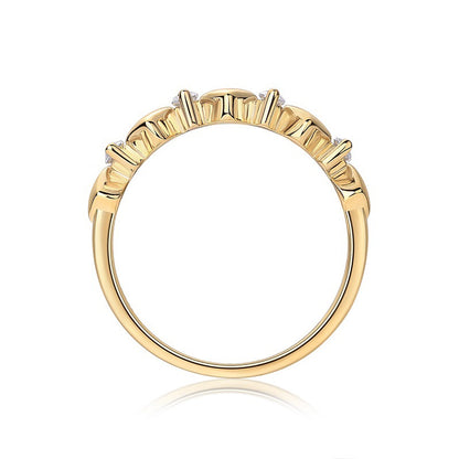 S925 Silver Plating Golden Ring New Moissanite Ring
