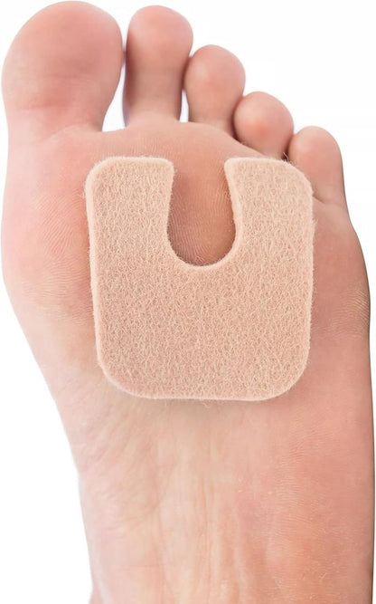 U-Shaped Felt Callus Pads | Protect Calluses from Rubbing on Shoes | Reduce Foot and Heel Pain | Pack of 24 | 1/8" Self-Stick Pedi Cushions