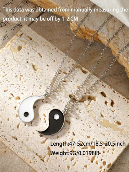 Yinyang Design Pendant Necklace for Couple, 2pcs 2024 New Dainty Jewelry for Daily Clothing Decor, Party, Chic All-match Jewelry As Gift for Girlfriend & Boyfriend