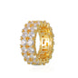 Hip Hop Micro Inlaid Zircon Gold Men's Couple Rings Double Row Zircon Rings