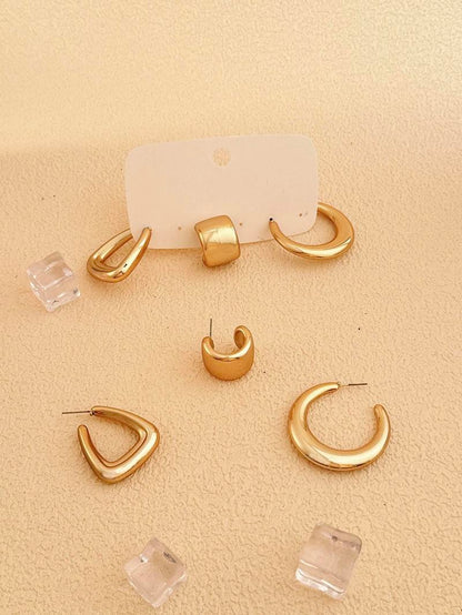 Women's Elegant Geometric & Twist Design Hoop Earrings, Exquisite Trendy Hoop Earrings, Fashionable Jewelry for Women for Daily & Party Decoration