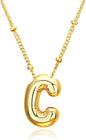 Christmas gifts&specials 18k Bubble Letter Necklace Gold for Women, Rhinestone Bubble Balloon Initial Necklace for Her, Charm Puff Letter Name Pendant Chunky Alphabet necklace