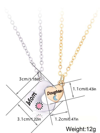 Women's Elegant Heart Charm Pendant Necklaces, 2 Counts/set Fashion Matching Necklaces for Mother & Daughter for Party, Daily Decor, Trendy All-match Exquisite Jewelry As Birthday Gift