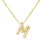 Letter Necklace Balloon Initial Necklaces for Women Girls Dainty Alphabet Pendant   Puffy Name Personalized Jewelry Gift Fashion Personality Jewelry For Girls Plated Gold Bubble Letter Necklace