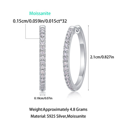 S925 Radiant Light Earrings Moissanite Hoop Earrings