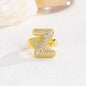 New 26 English letter rings fashionable chubby balloon letter rings with adjustable opening for women