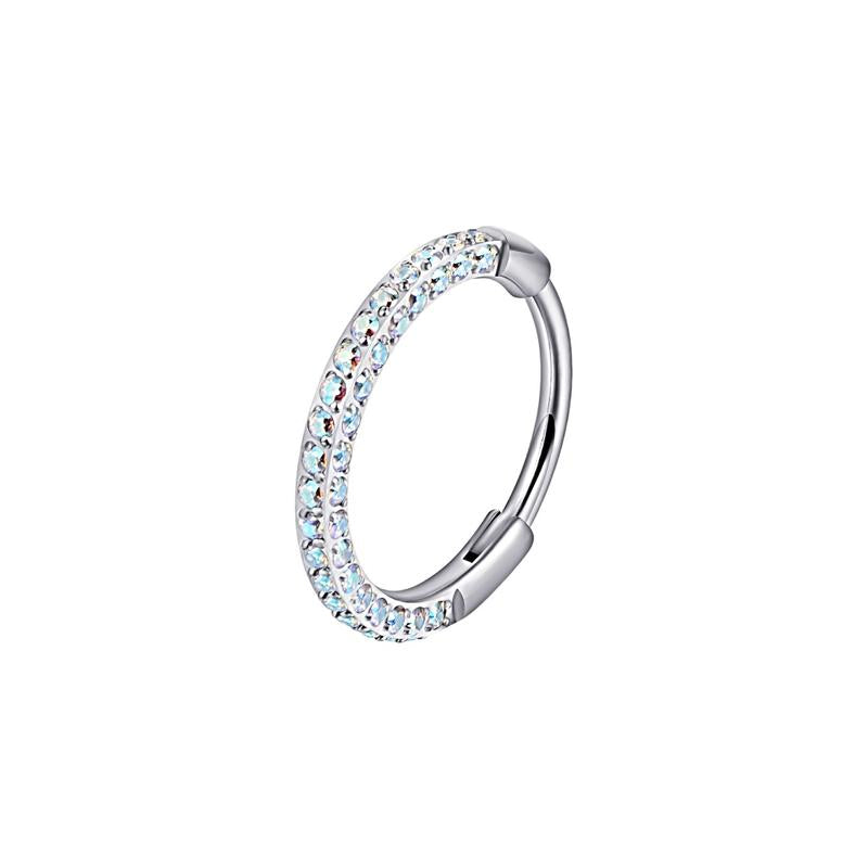 Titanium Triple Sided Micro Gem Hinged Nose Hoop Beauty Mark Jewelry