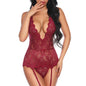Plus Size Western-Style Sexy Lingerie - Lace Strap Bodysuit with Garter Belt, Perfect for a Passionate Night