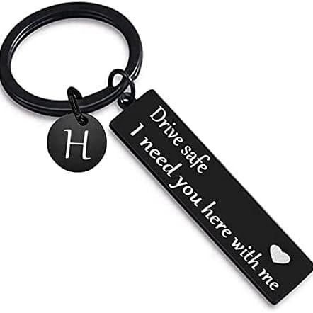 Drive Safe Keychain for Boyfriend - 26-Letter Personalized Keychain - Perfect Gift for Birthday, Christmas, Valentines Day - Various Patterns Includes Spanish styles
