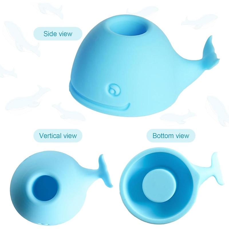Toothbrush Holders for Bathrooms, 2-Pack Cute Mini Silicone Whale Tooth Brush Organizer, Tooth Brushing Holder for Bathroom Countertop, Baby Blue