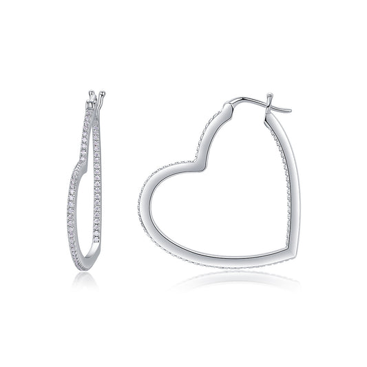 S925 Silver New Heart-Shaped Hoop Earrings for Women High-End Feel Hot-Selling Moissanite Earrings