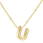 Letter Necklace Balloon Initial Necklaces for Women Girls Dainty Alphabet Pendant   Puffy Name Personalized Jewelry Gift Fashion Personality Jewelry For Girls Plated Gold Bubble Letter Necklace