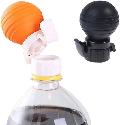 1Pc Black Soda Bottle Lid with Inflated Pump,Carbonated Drink Plastic Bottle Thread Cap for Retain Freshness Fits About 2 Liter,Easy Installation Beer Brewing Bottles and Bottling Kitchen and Dining