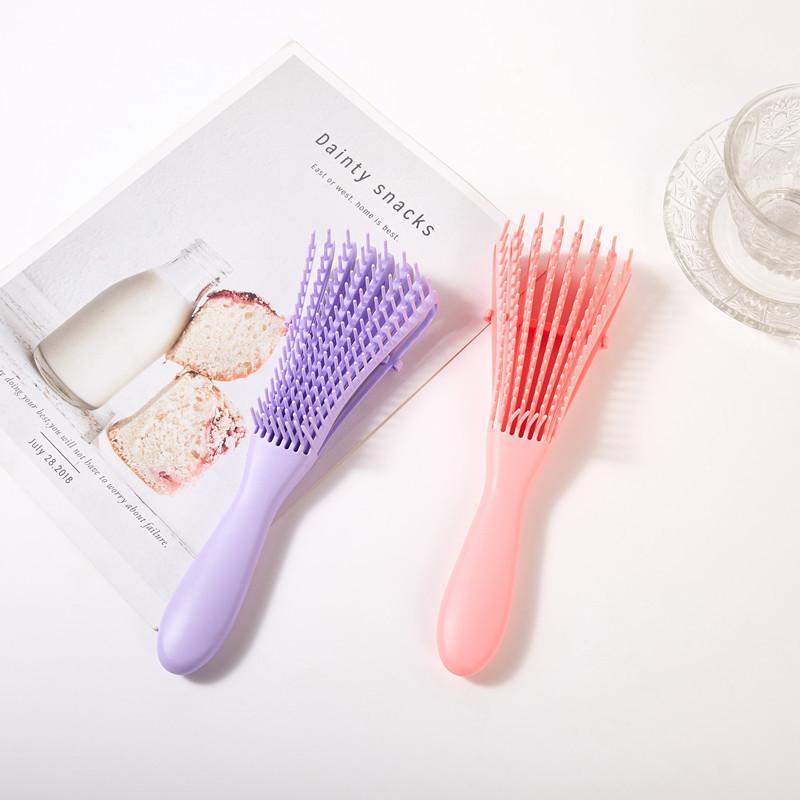 Eight-Claw Comb Hair Massage Straight Comb Shampoo and Smooth Hair Eight-Claw Vent Comb Tied-up Hair Modeling Big Curved Comb Haircare Heatless