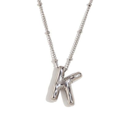 Letter Necklace Balloon Initial Necklaces for Women Girls Dainty Alphabet Pendant   Puffy Name Personalized Jewelry Gift Fashion Personality Jewelry For Girls Plated Gold Bubble Letter Necklace
