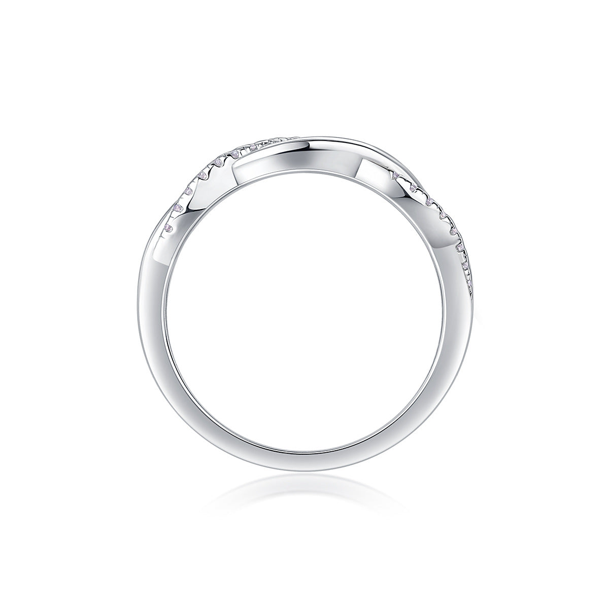 Fashionable All-Match S925 Silver Twisted Edge Ring Female Non-Fading New Moissanite Ring