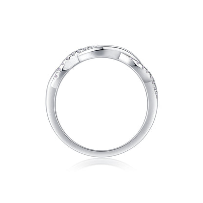 Fashionable All-Match S925 Silver Twisted Edge Ring Female Non-Fading New Moissanite Ring