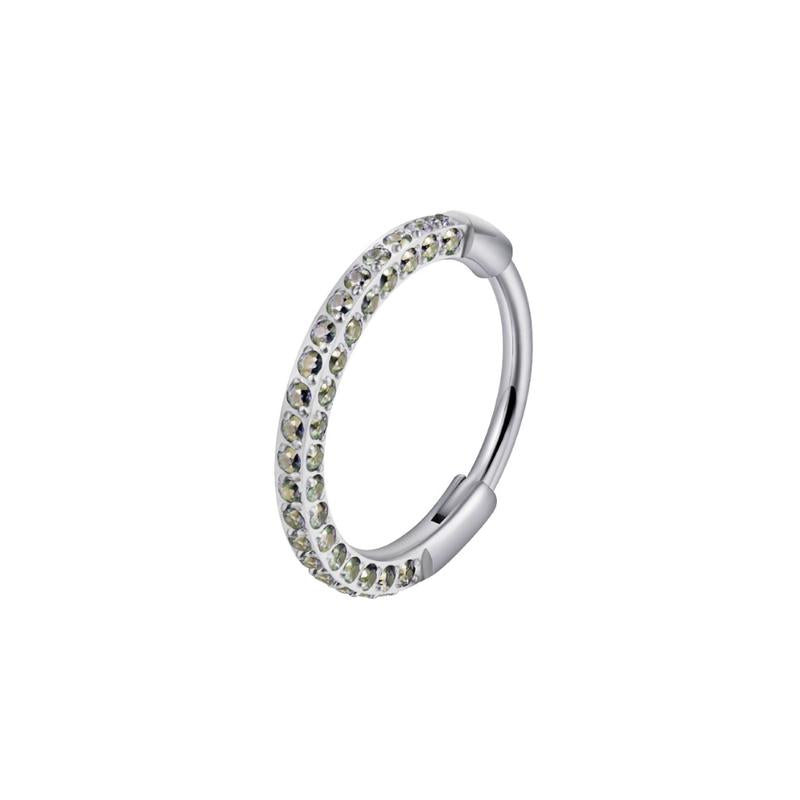 Titanium Triple Sided Micro Gem Hinged Nose Hoop Beauty Mark Jewelry