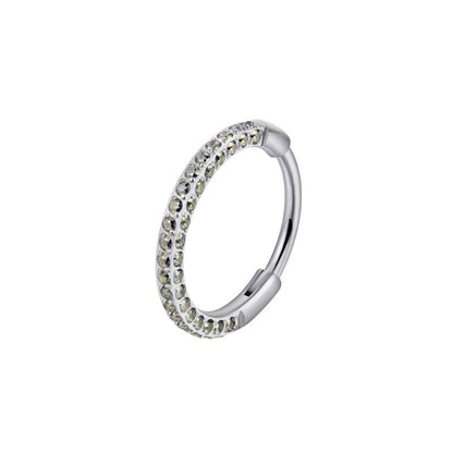 Titanium Triple Sided Micro Gem Hinged Nose Hoop Beauty Mark Jewelry