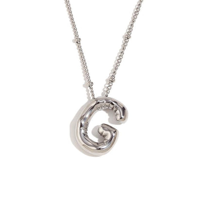 Letter Necklace Balloon Initial Necklaces for Women Girls Dainty Alphabet Pendant   Puffy Name Personalized Jewelry Gift Fashion Personality Jewelry For Girls Plated Gold Bubble Letter Necklace