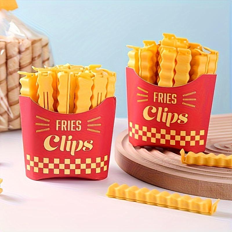 12 pcs Cute French Fries Shaped Bag Clip, Fridge Magnet for Sealing Grocery Bag: Moisture Proof Sealing Clamp, for Kitchen Storage, Cute and Practical Kitchen Accessories, Safety Envelope Bag and Packaging, Potato Chips Clip