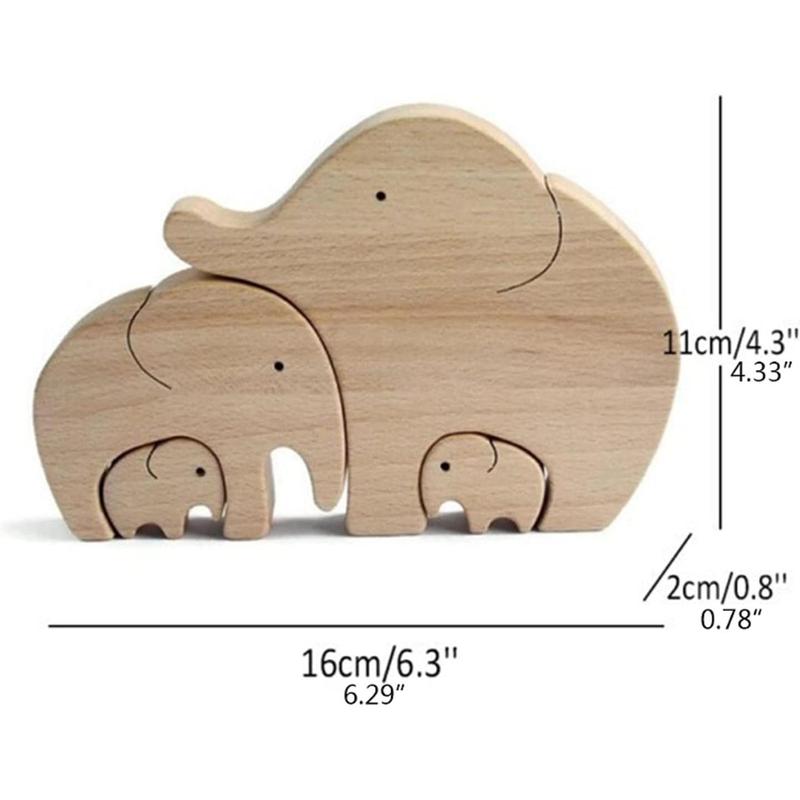 ASkinds 1Set Wooden Elephant Family Ornament Desktop Elephant Mother Child Decoration Elephants Collectible Figurines for Home Office Bedroom Living Room