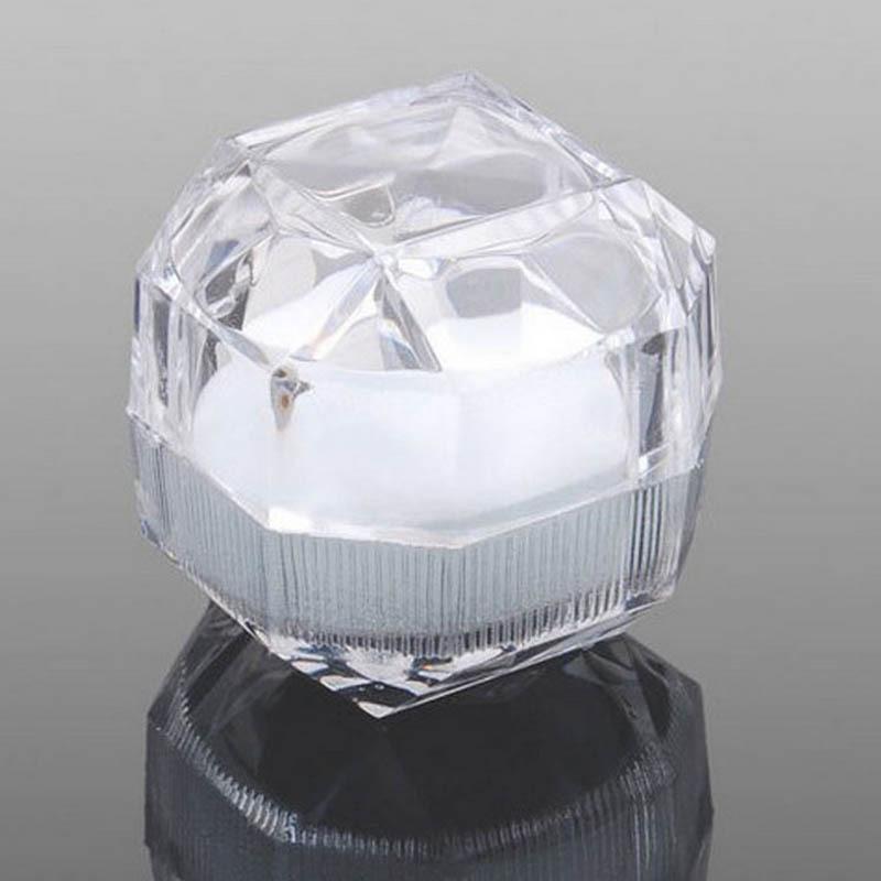 Flip Transparent Crystal Box Small Octagonal Rings Ear Studs Packing Box Acrylic Jewelry Accessories Jewellery Storage Box