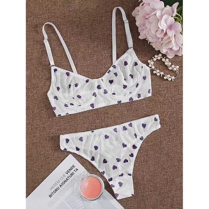 Couple's Sexy Mesh Bra and Triangle Panties Set - Plus Size, Perfect for a Passionate Night Together