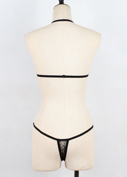 Lace See-Through Sexy Hollow Out Three-Piece Set |   Women's Lingerie |   Passionate Nightwear