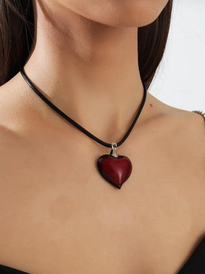 Women's Heart Decor Pendant Necklace for Women & Girls, Y2k Fashion Jewelry for Party, Daily Clothing Decor, Trendy All-match & Exquisite Jewelry for Birthday Gift, Mall Goth