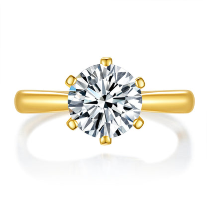 S925 Silver Six-Claw Ring for Women Light Luxury Moissanite Ring