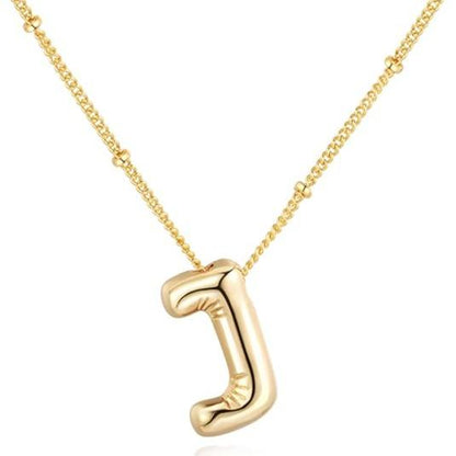 Letter Necklace Balloon Initial Necklaces for Women Girls Dainty Alphabet Pendant   Puffy Name Personalized Jewelry Gift Fashion Personality Jewelry For Girls Plated Gold Bubble Letter Necklace