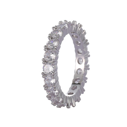 Fashion Ornament Copper Micro Inlaid Zircon Men's Hip Hop Ring Single Row Zircon Ring